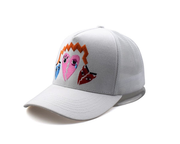 WHITE BIPOLAR HEART DEMONZ TRUCKER HAT