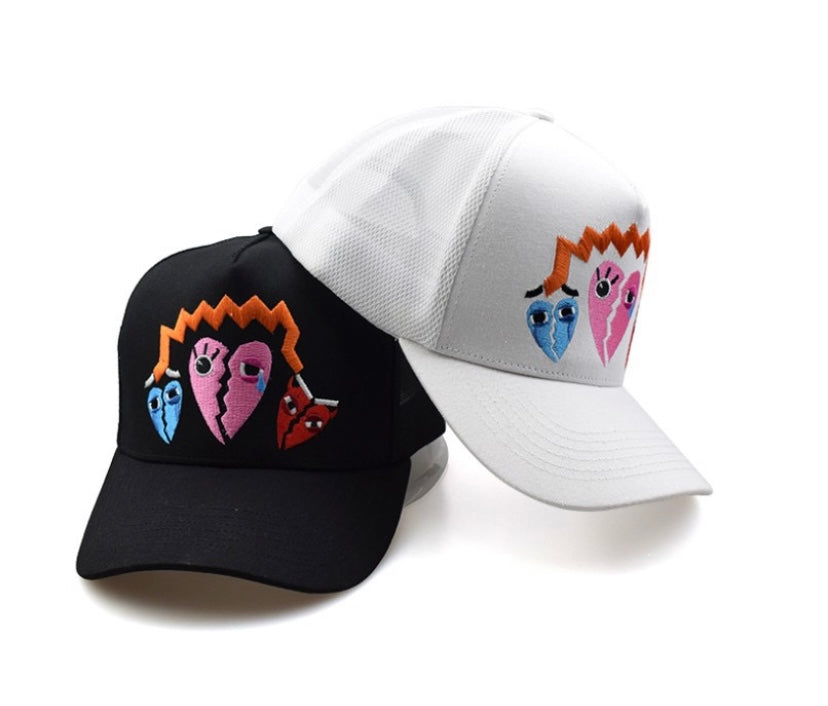 WHITE BIPOLAR HEART DEMONZ TRUCKER HAT